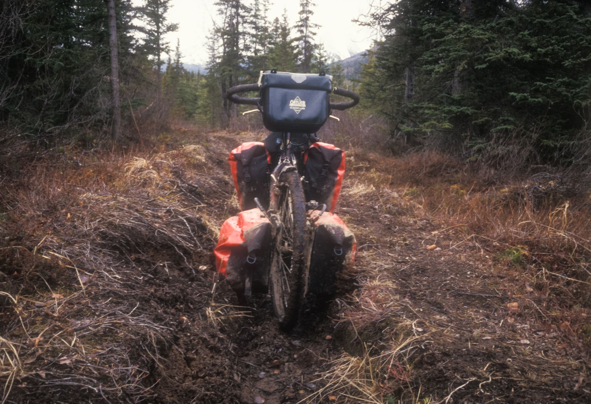 Stuck in a rut; a path not built for a bike.