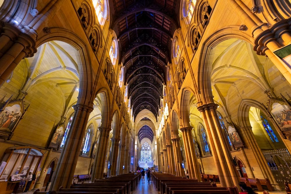 Vaulted stone nave of St Mary